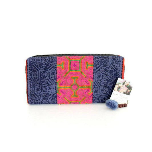 Vintage Batik Fabric Cross-Stitch Wallet - Thailand