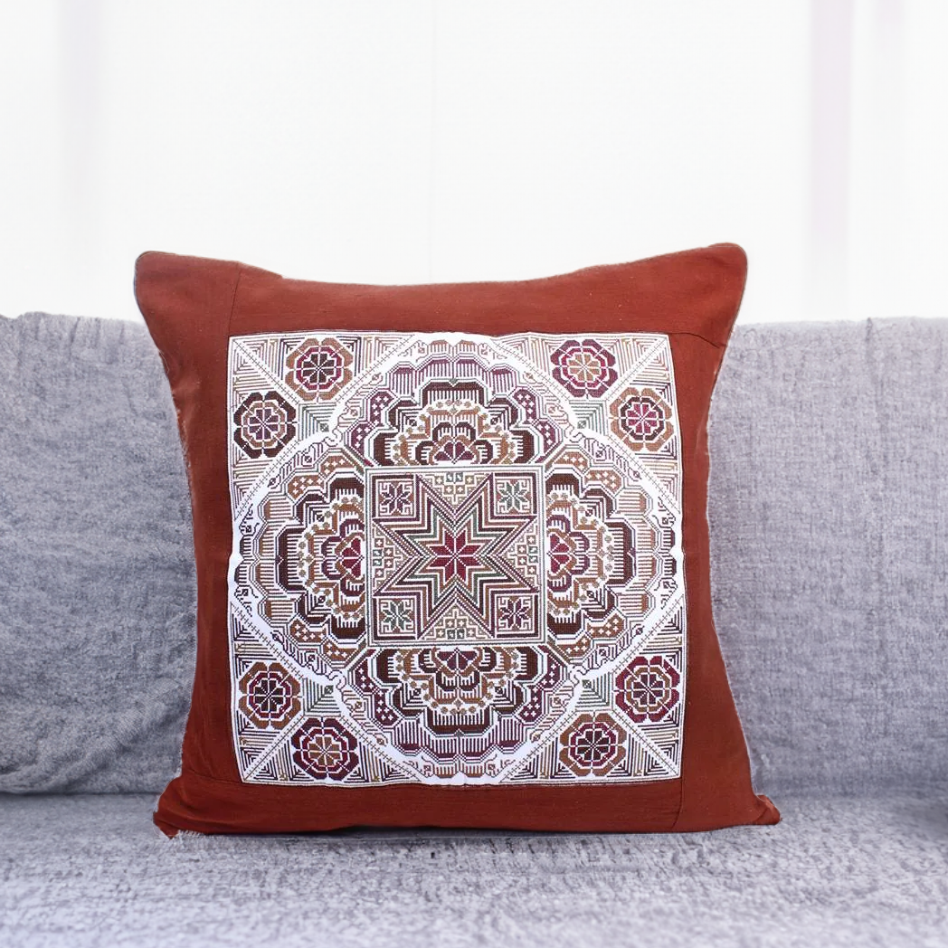 Embroidered Artisan Made Boho Style Star Cushion - Thailand