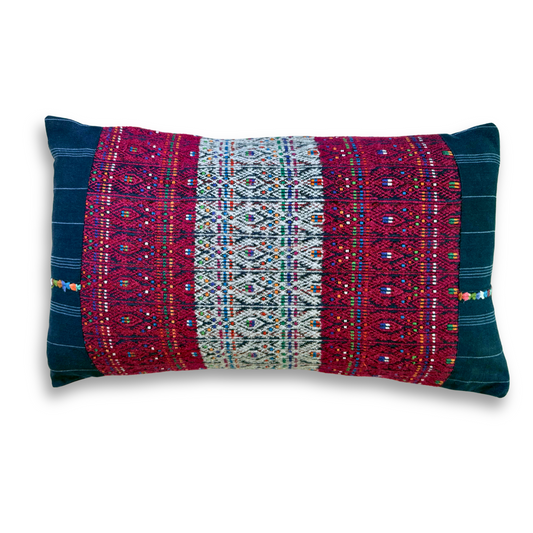 Embroidered Huipil & Handwoven Corte Throw Pillow Cover
