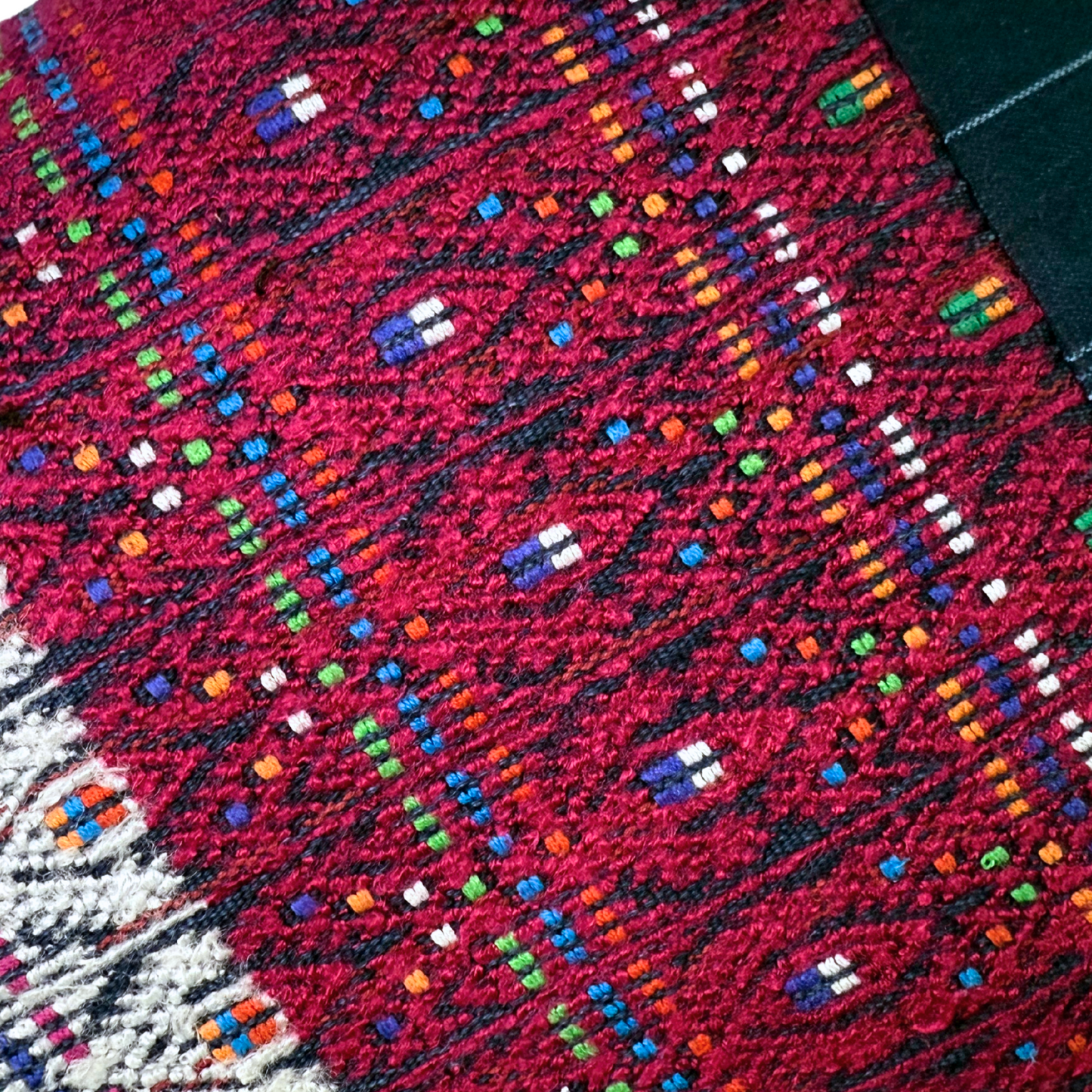 Embroidered Huipil & Handwoven Corte Throw Pillow Cover