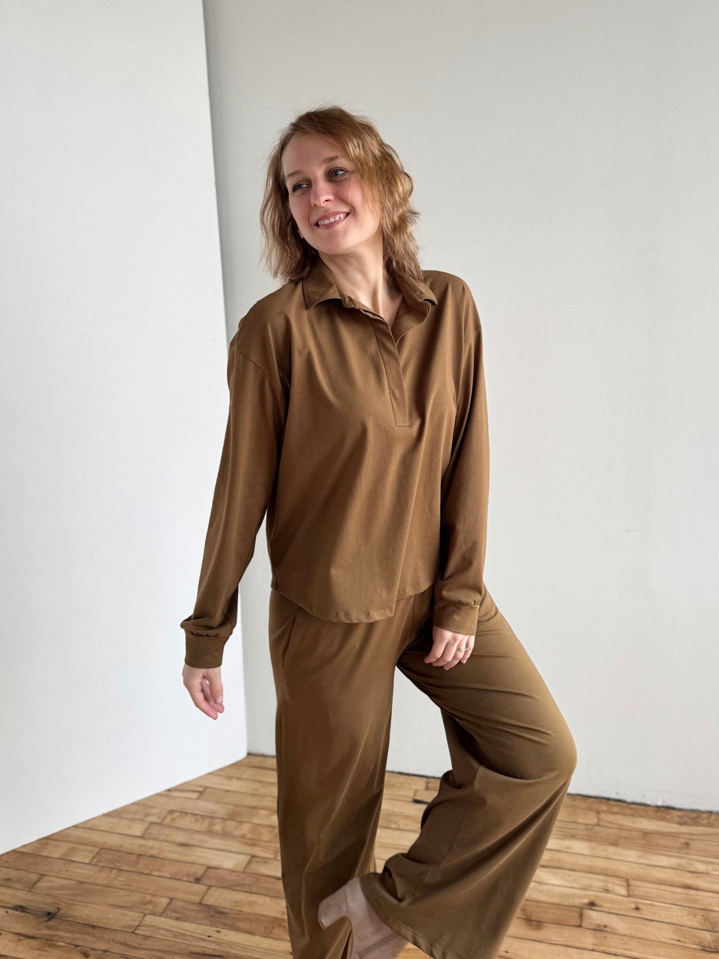 MICAH jersey top in Kona Brown