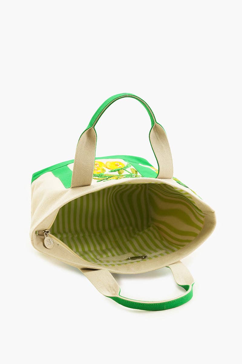 Sicilian Lemon Hand-Beaded Small Boat Tote