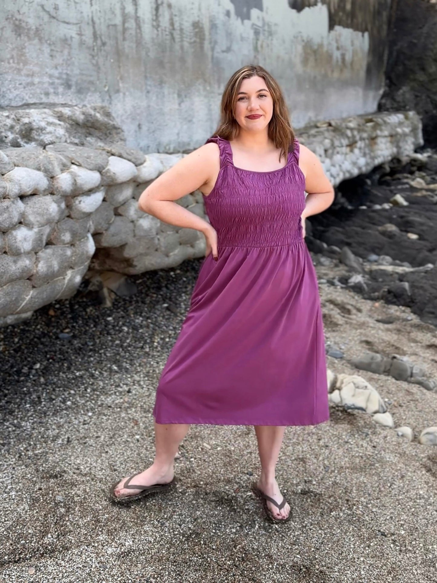 ARTESIA smocked dress in Deep Lilac