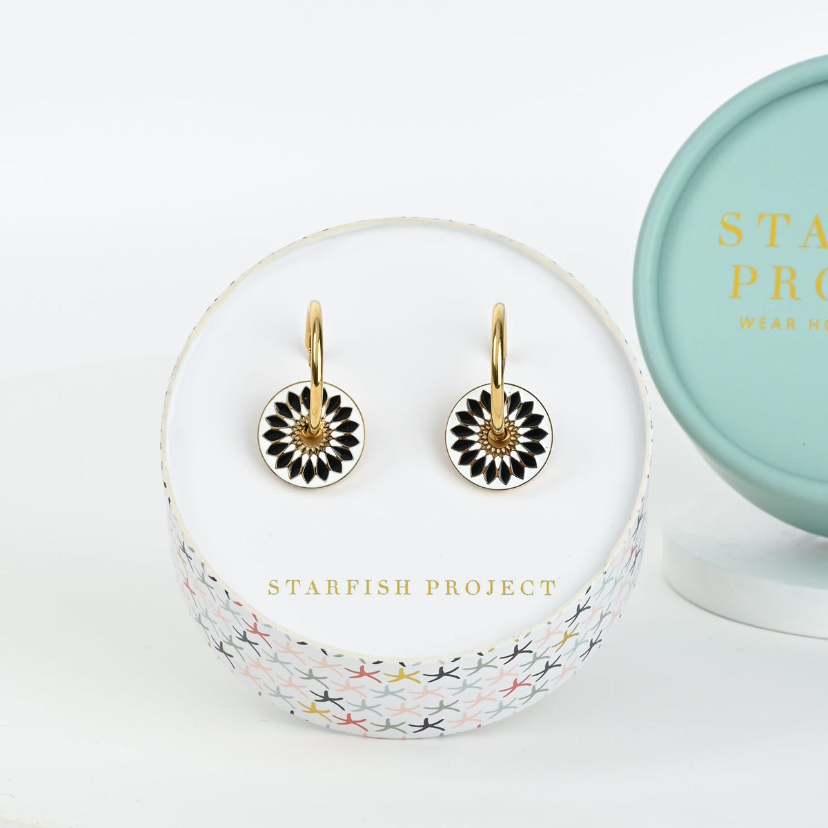 Dawn of Hope Enamel Earrings in Midnight Black