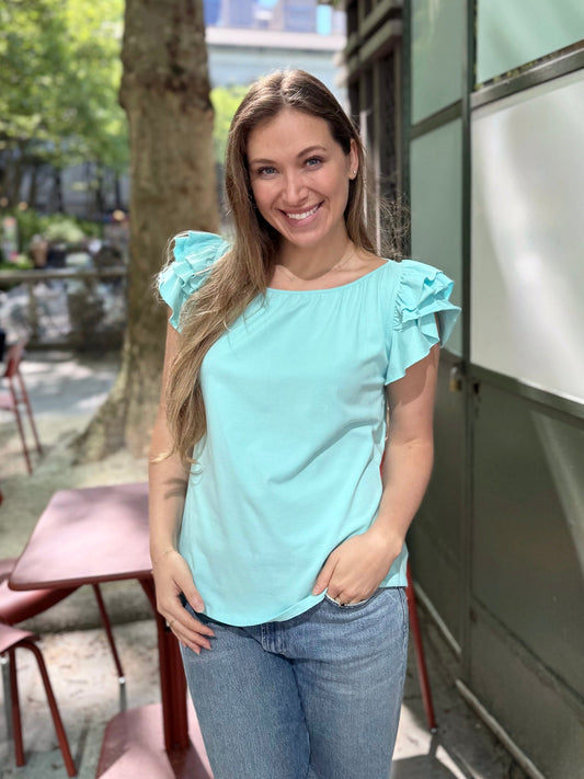 LILOU top in Crisp Aqua