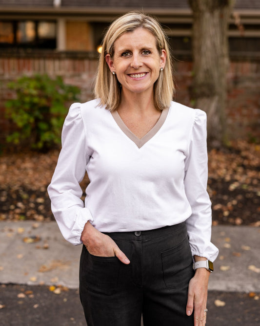 Contrasting V- Neck Top