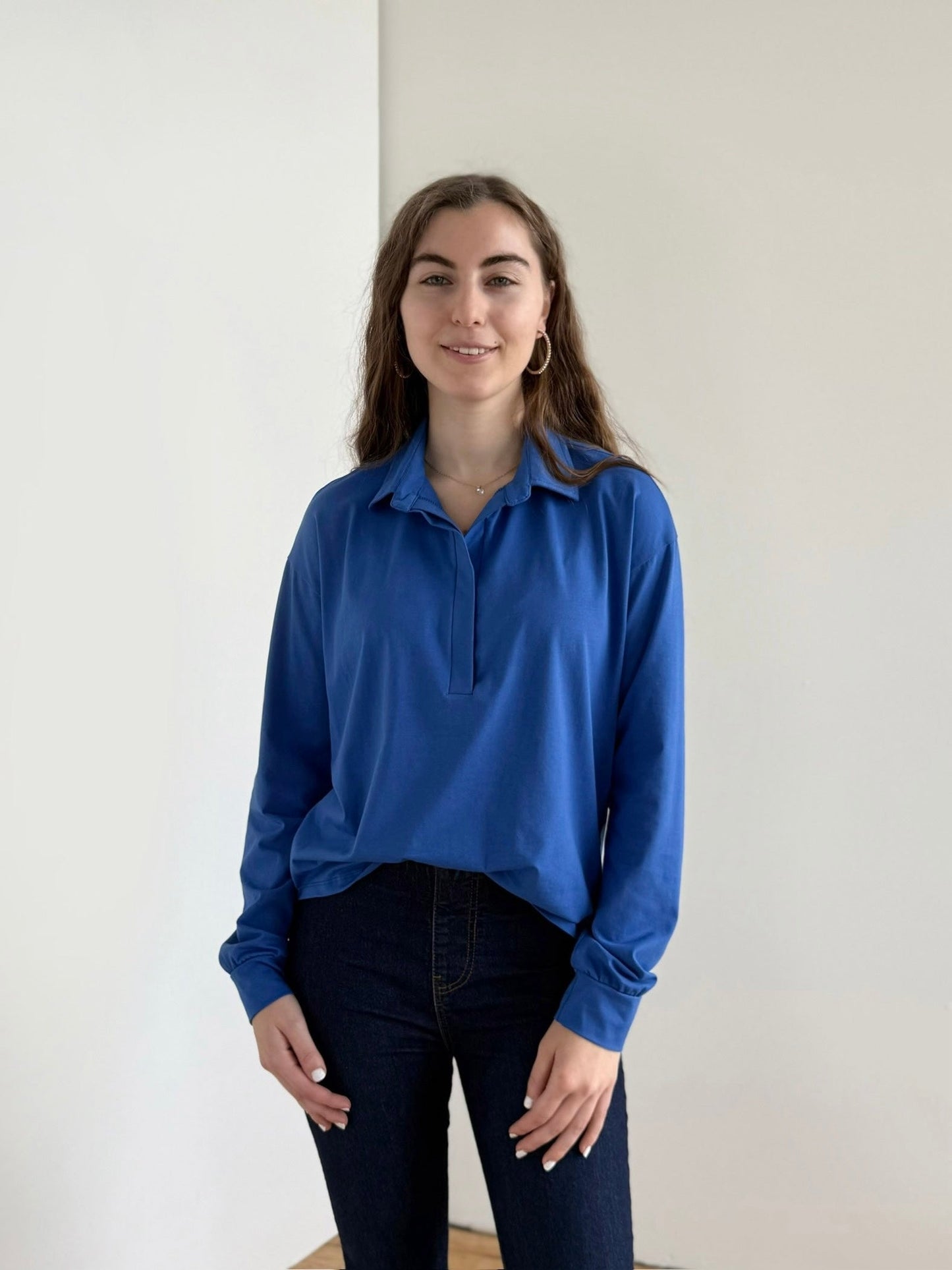 MICAH jersey top in Blue Iolite