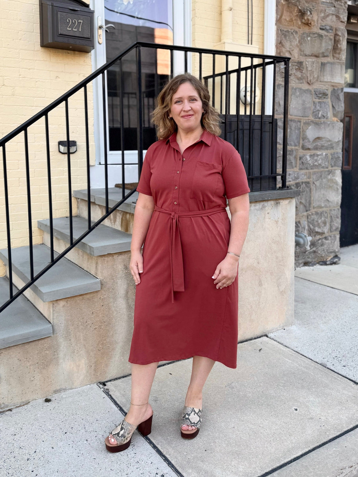 VANYA dress in Earthy Red