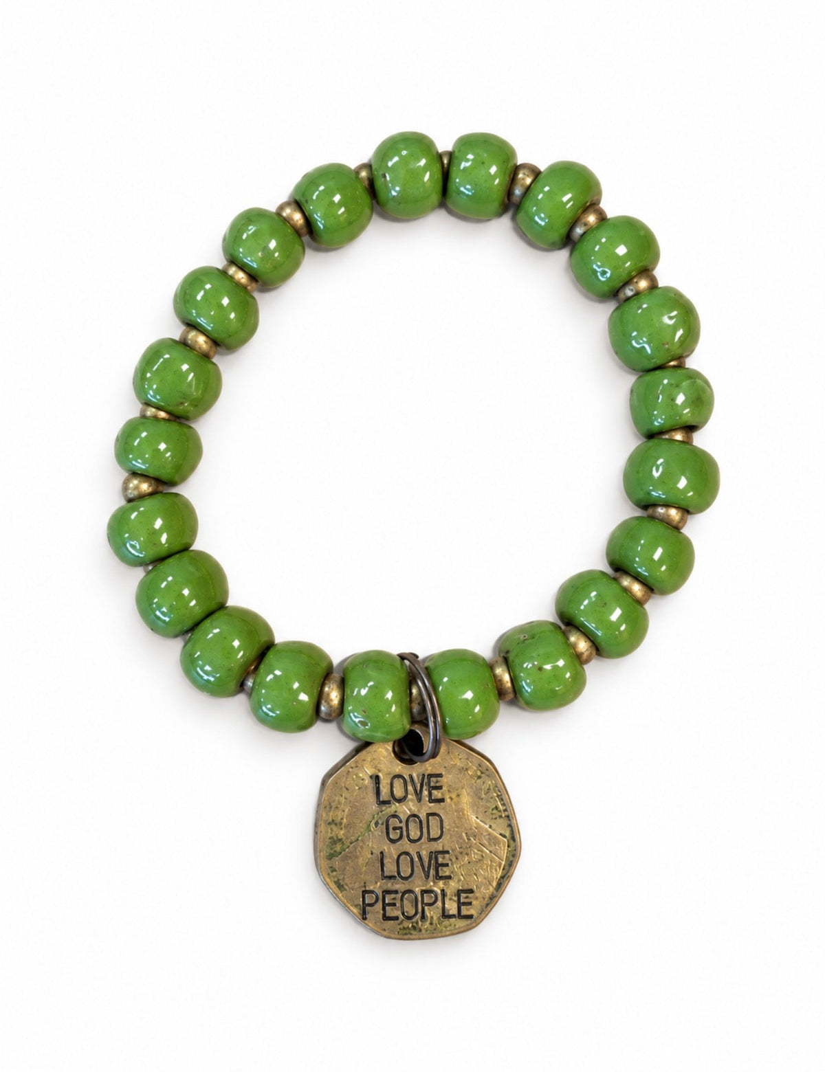 Ceramic Coin Bracelet - Love God Love People