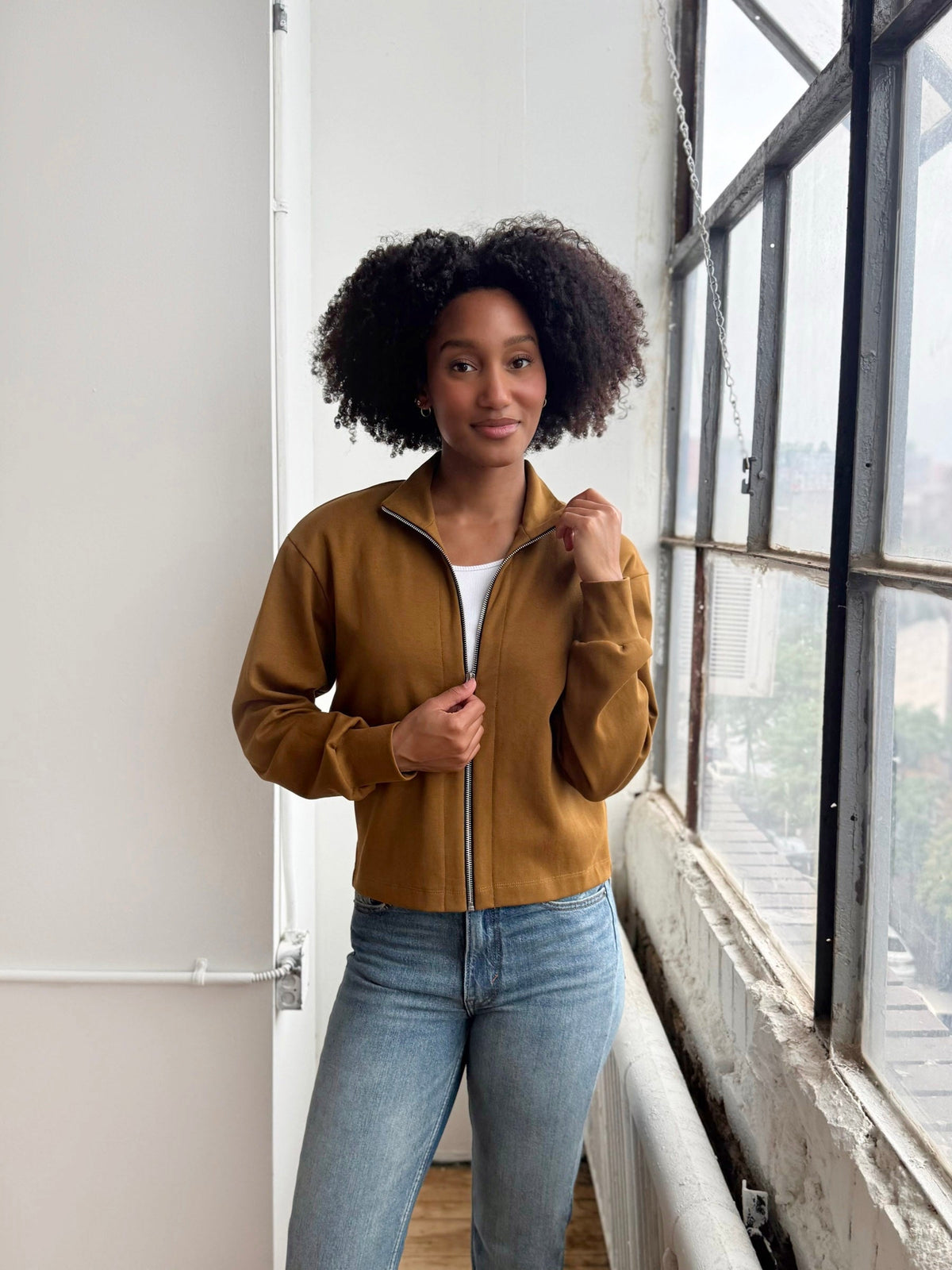 SHELLY heavy-knit jacket in Warm Sienna
