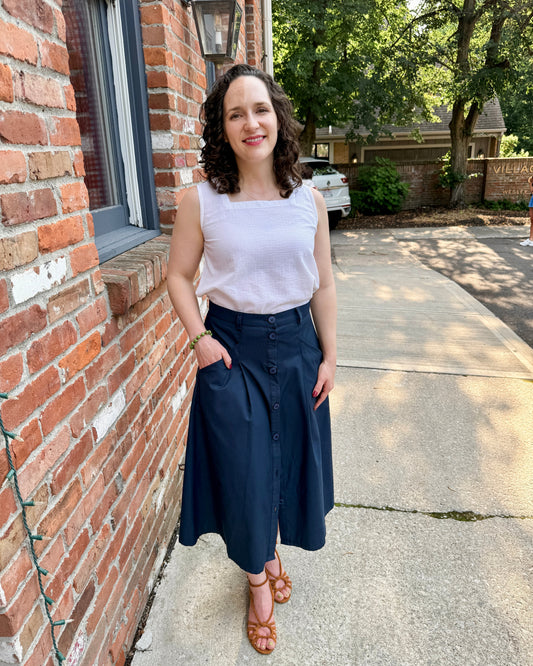 A-Line Button Front Skirt