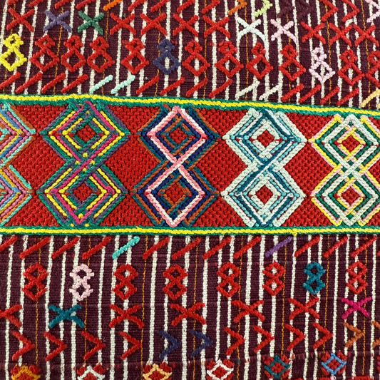 Embroidered Huipil & Handwoven Corte Throw Pillow Cover