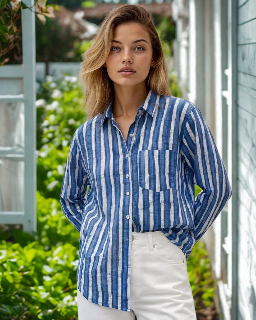 Good Boyfriend Shirt - Indigo Stripes