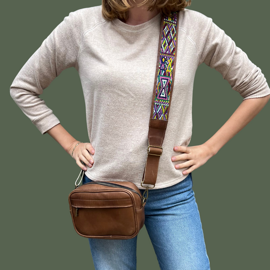 Leather Crossbody with Handwoven Strap