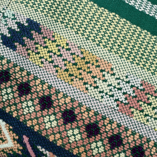 Embroidered Huipil & Handwoven Corte Throw Pillow Cover