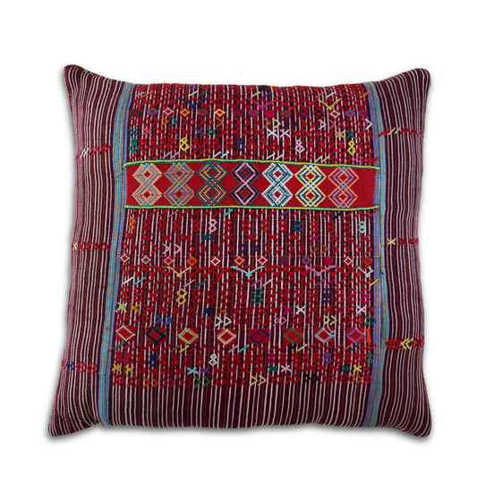 Embroidered Huipil & Handwoven Corte Throw Pillow Cover