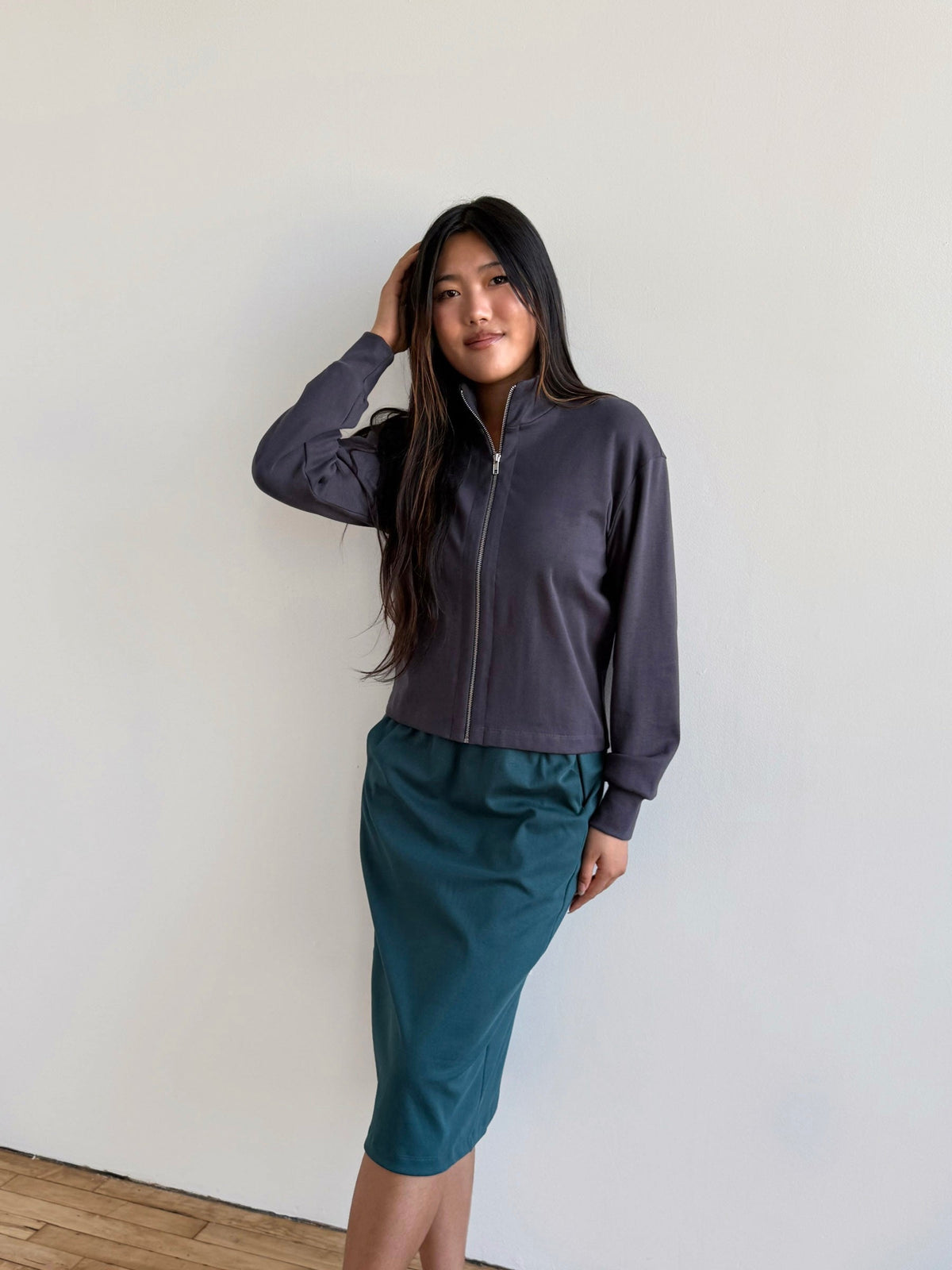 SHELLY heavy-knit jacket in Gunmetal