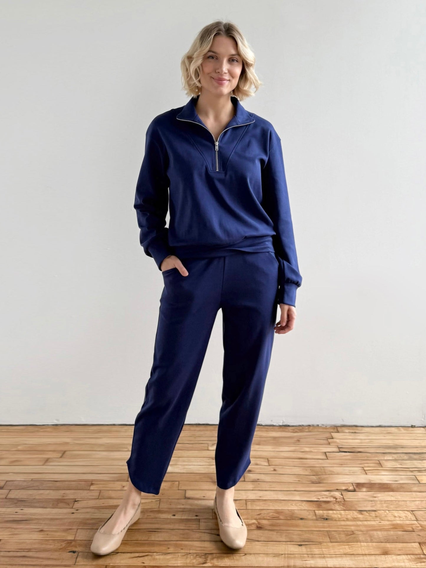 SOPHIA tulip hem pants in Bright Navy