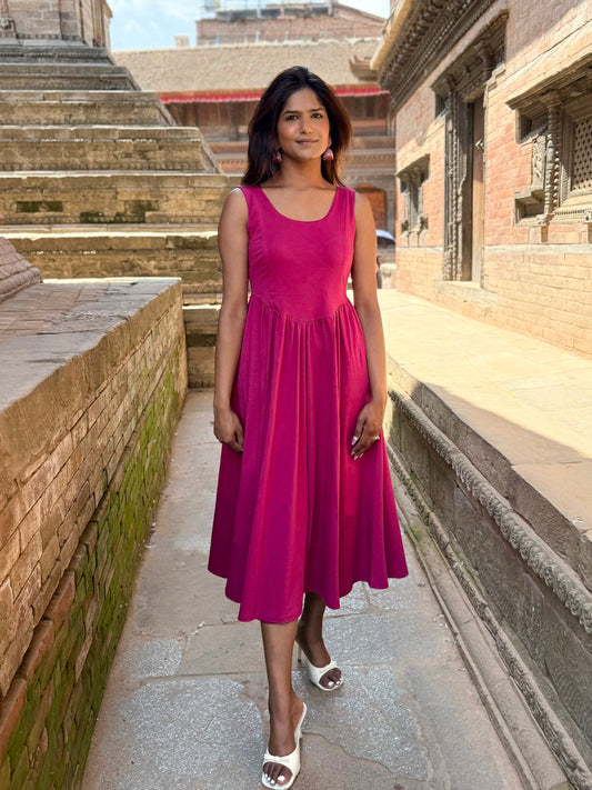 ESTHER dress in Garnet Pink