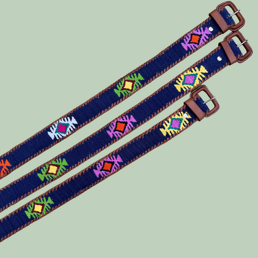 Navy Handwoven Guatemalan Whip-Stitched Belt