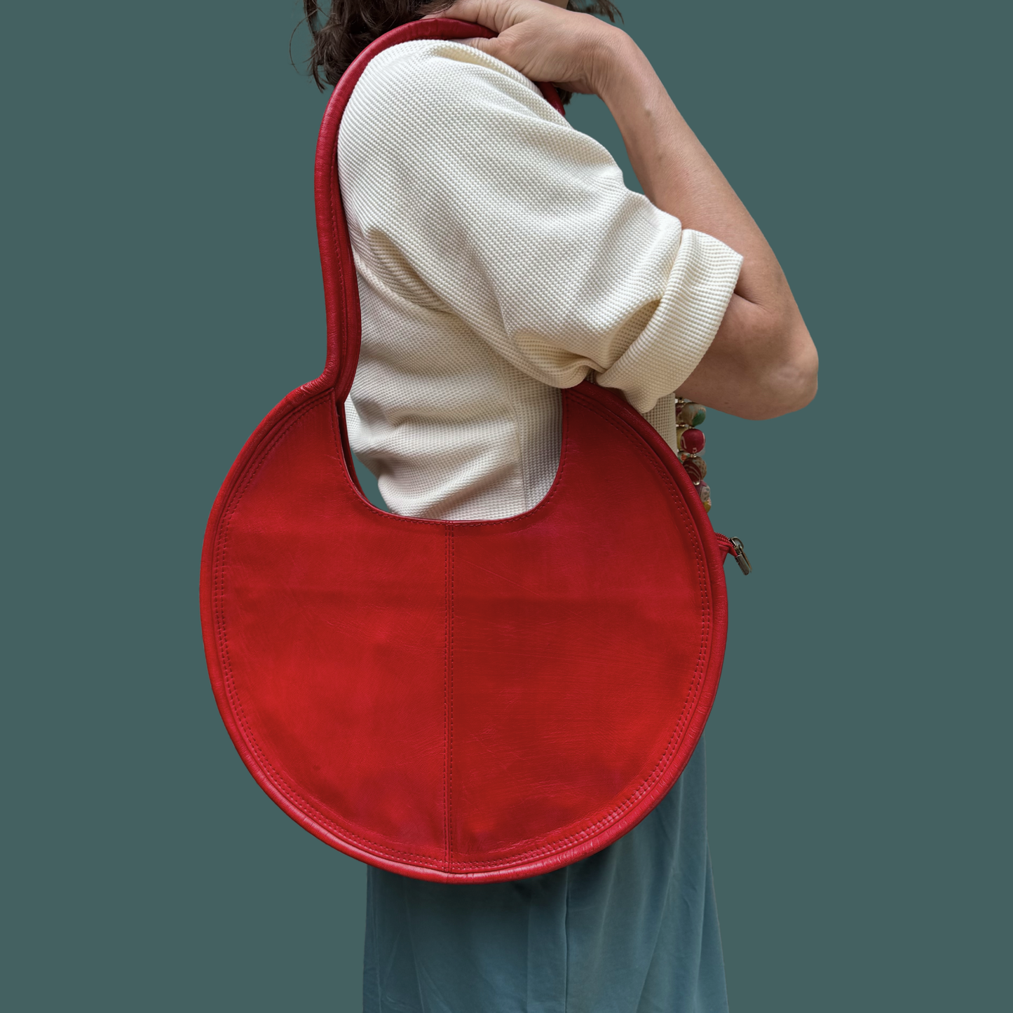 Leather Circle Purse (Red)