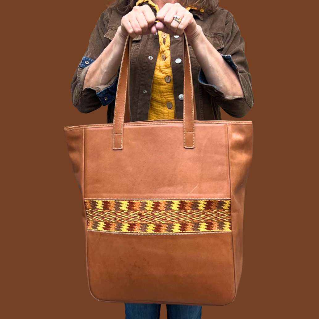 Large Tote with Huipil Accent