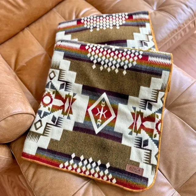 Andean Alpaca Wool Blanket - Sandstone