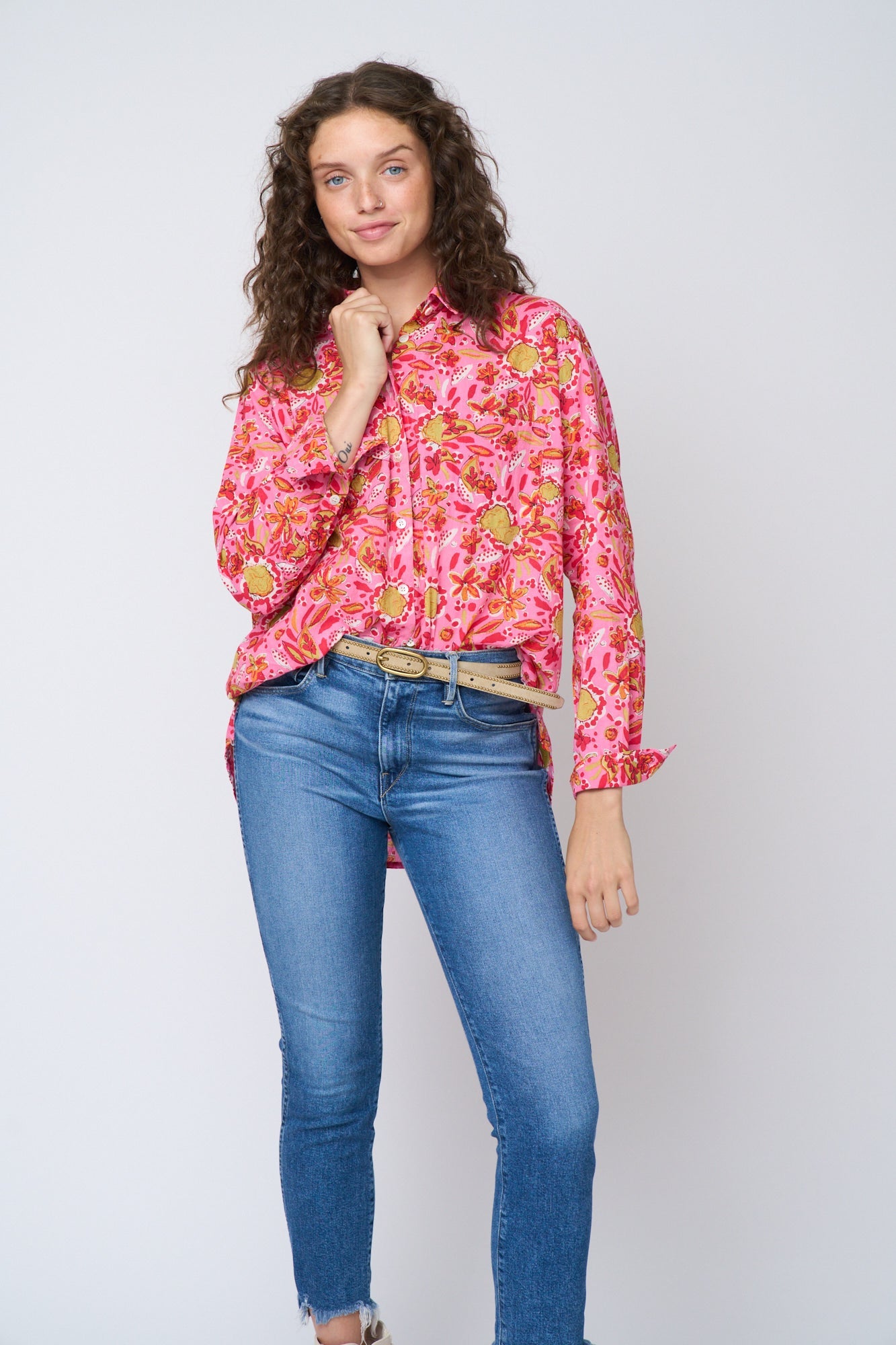 Good Boyfriend Shirt - Mira Floral Pink