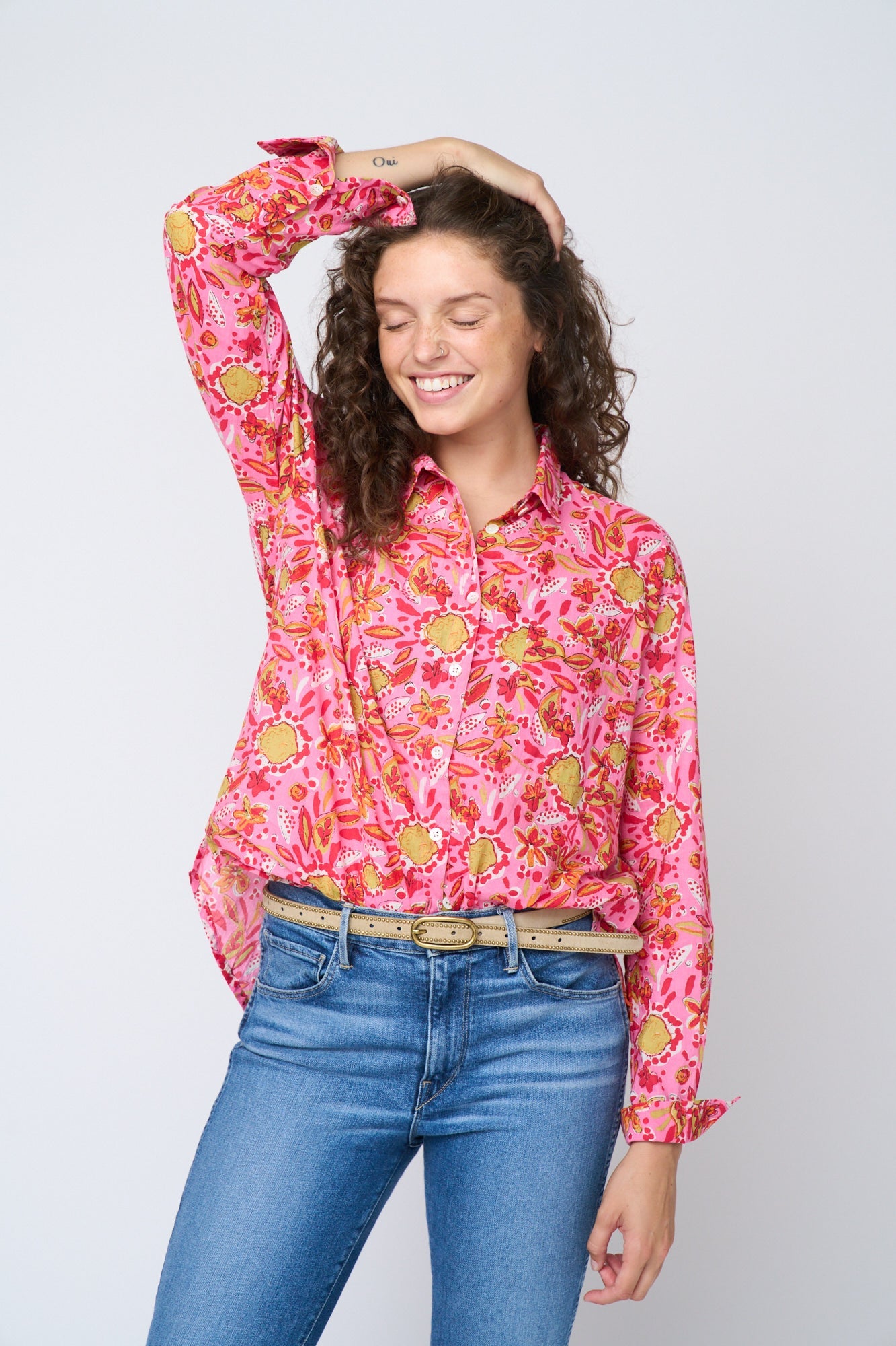 Good Boyfriend Shirt - Mira Floral Pink