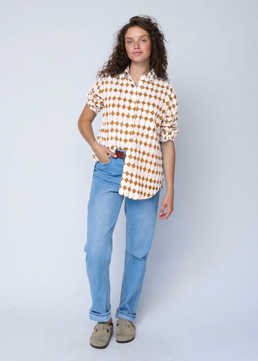 Good Boyfriend Shirt - Shibori Diamonds Baked Clay