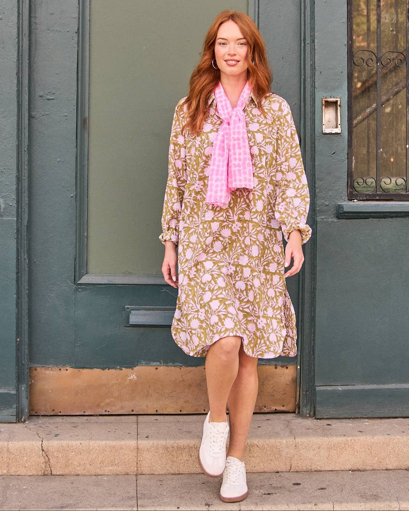 Good Boyfriend ShirtDress - Floral Escape Olive Oil/Lavender