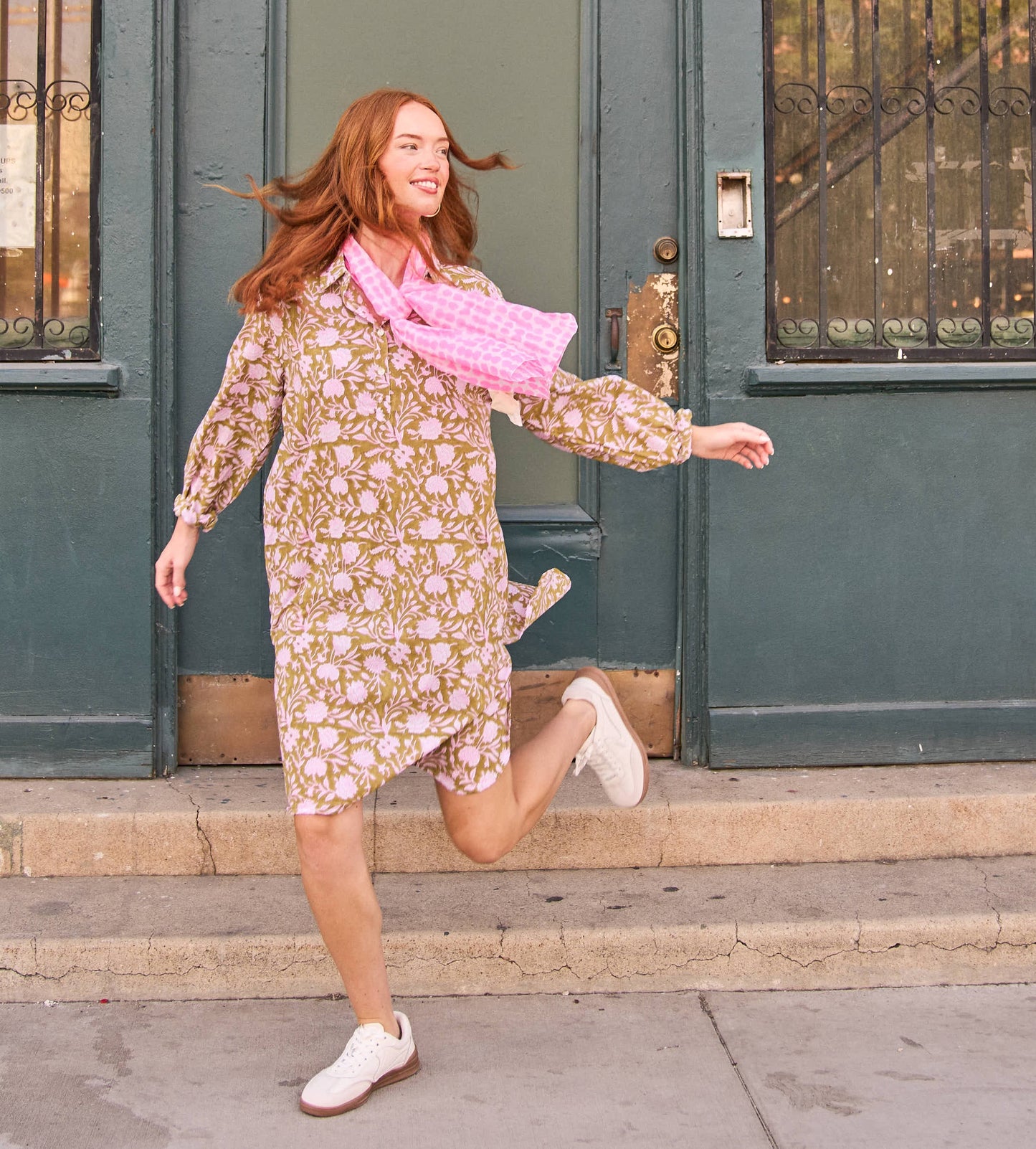 Good Boyfriend ShirtDress - Floral Escape Olive Oil/Lavender