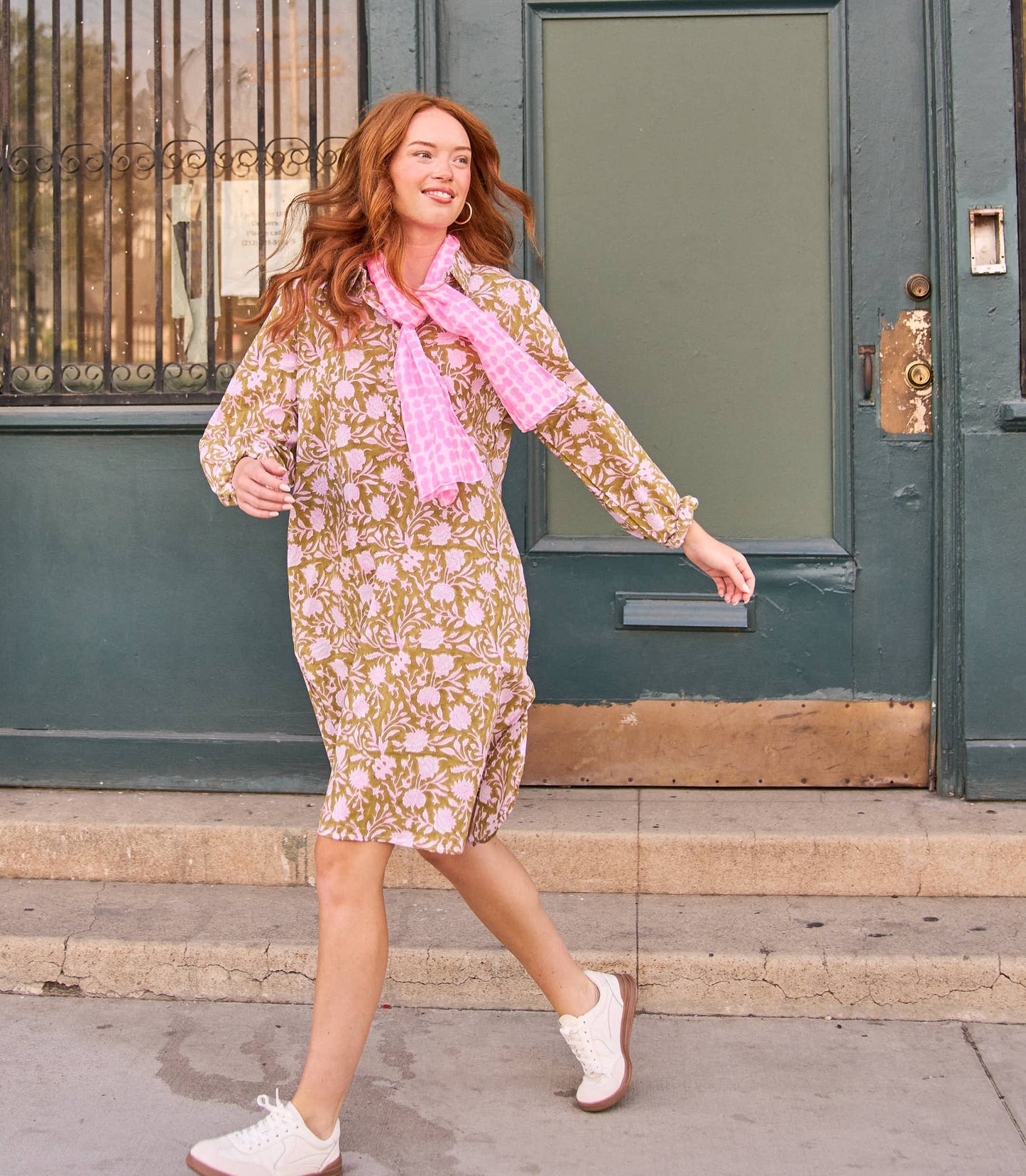 Good Boyfriend ShirtDress - Floral Escape Olive Oil/Lavender