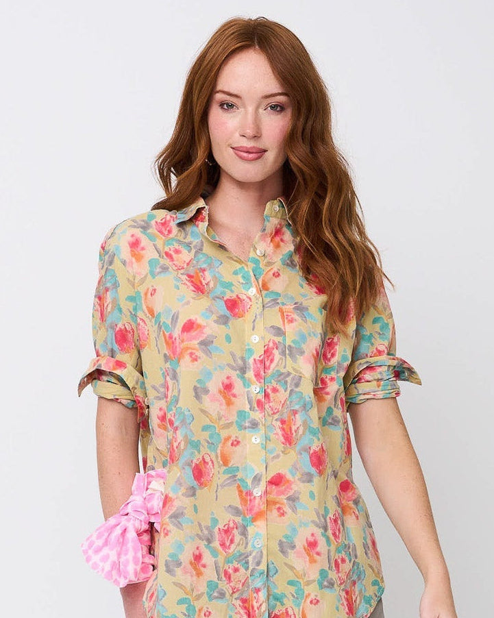 Good Boyfriend Shirt - Watercolor Floral Lemon Sorbet
