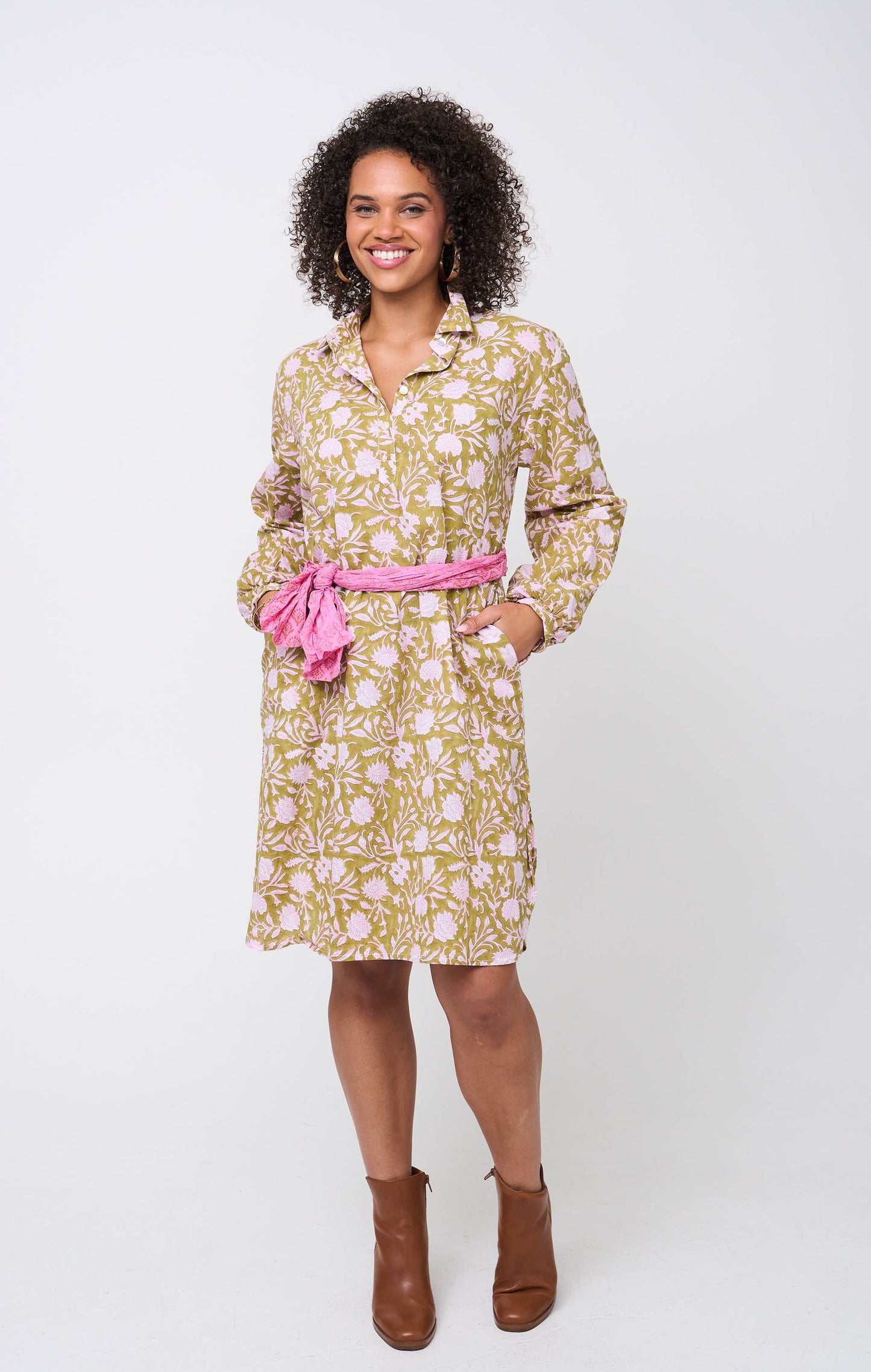 Good Boyfriend ShirtDress - Floral Escape Olive Oil/Lavender