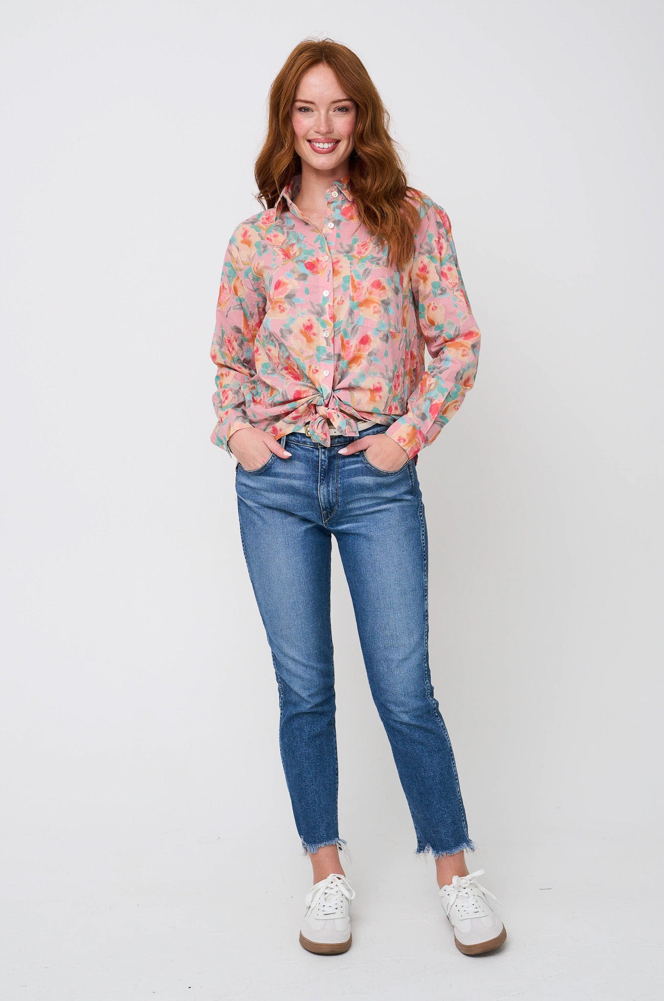 Good Boyfriend Shirt - Watercolor Floral Tickled Pink