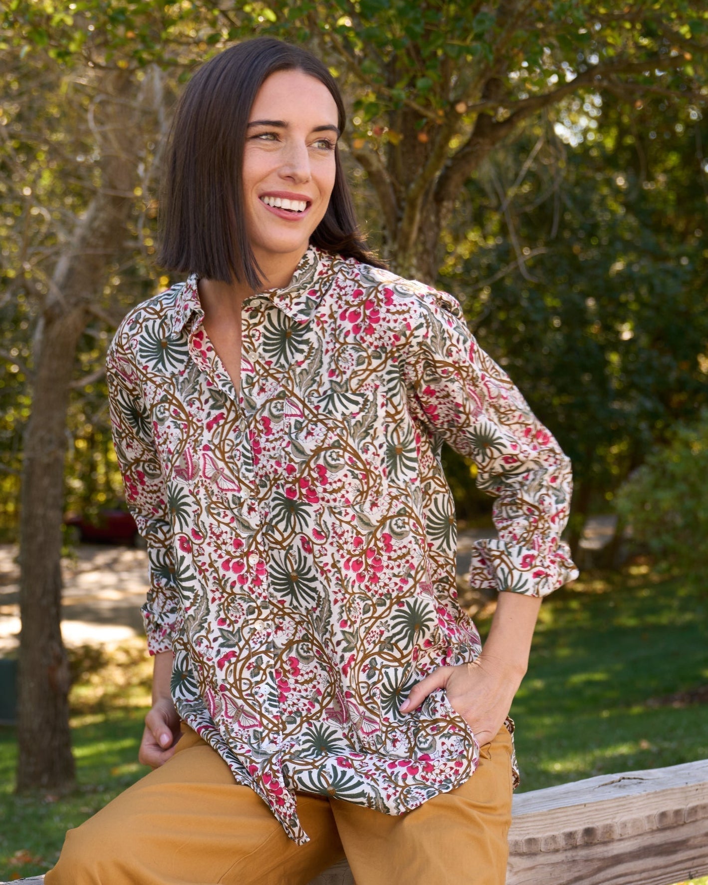 Good Boyfriend Shirt - Monarch Botanical Ecru