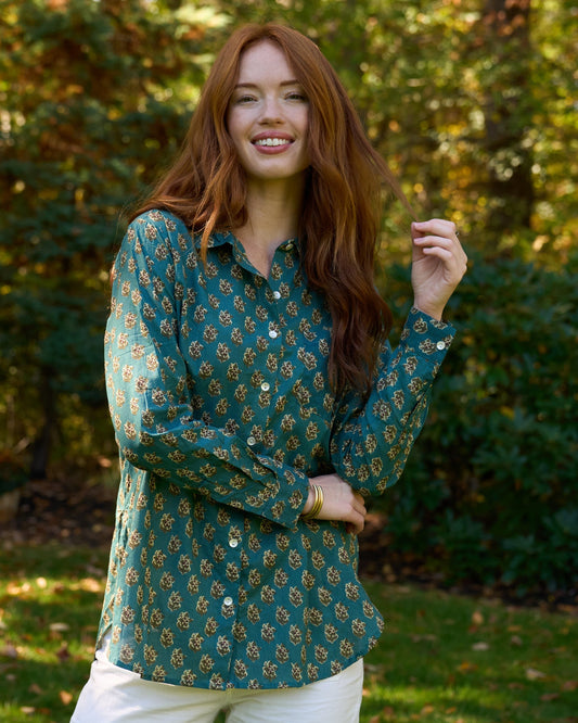 Good Boyfriend Shirt - Rockport Floral French Teal