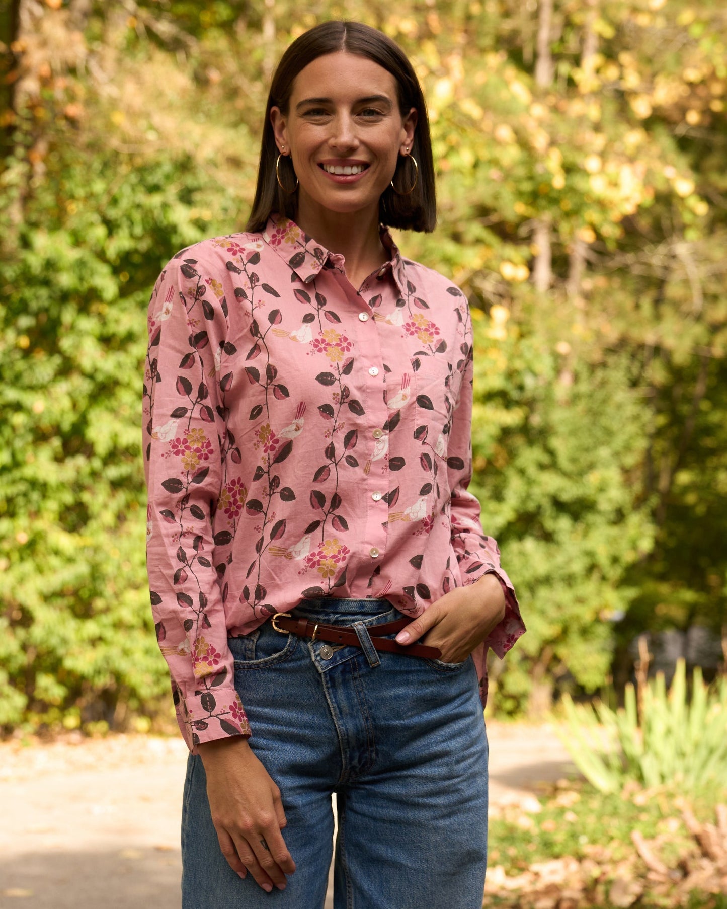 Good Boyfriend Shirt - Birdie On A Vine Blush