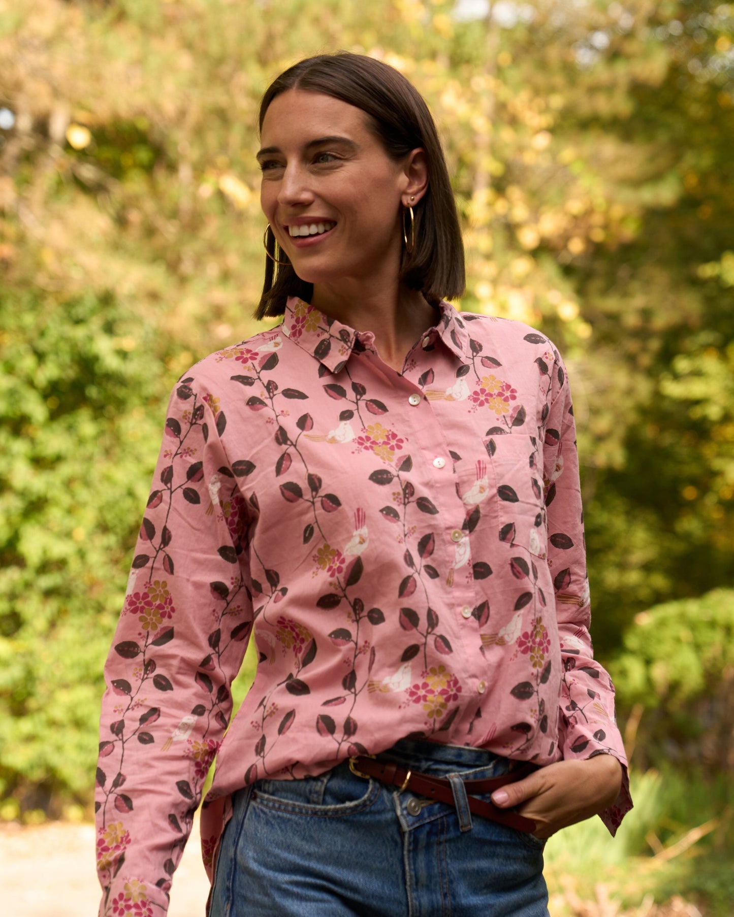 Good Boyfriend Shirt - Birdie On A Vine Blush