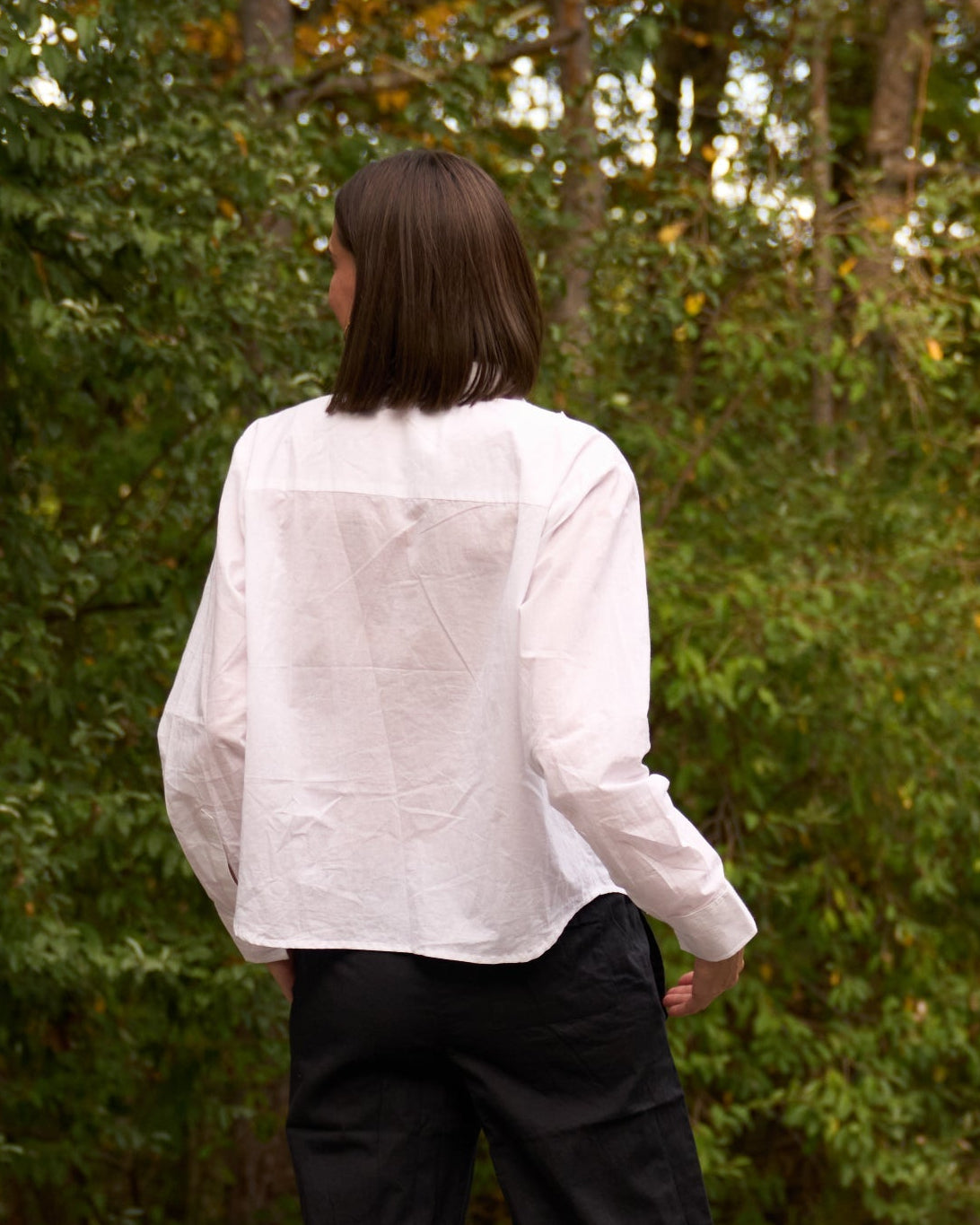 Good Girlfriend Shirt with Tux Trim White
