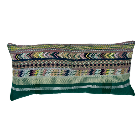 Embroidered Huipil & Handwoven Corte Throw Pillow Cover