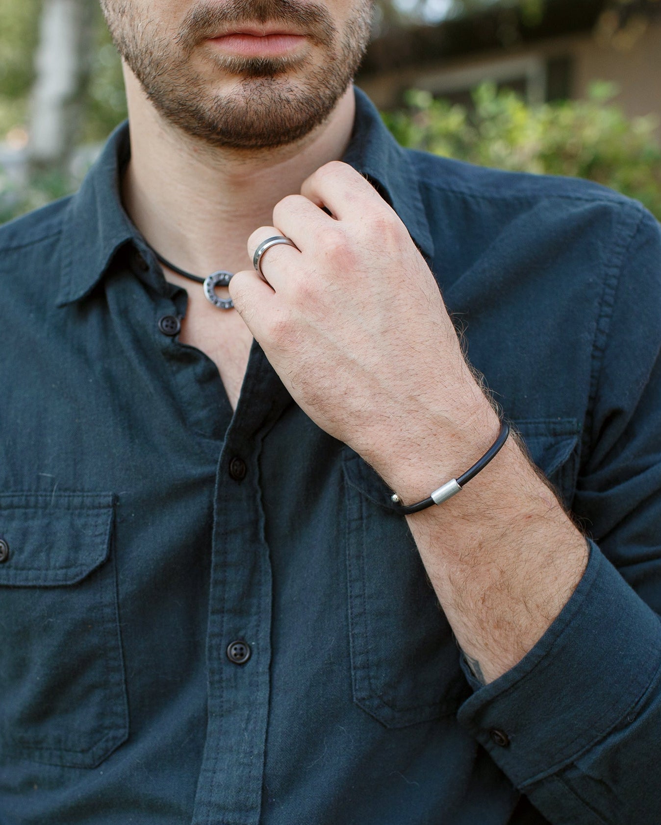 Clean Start Unisex Bracelet | Repurposed Automotive Steel Brake Line | Rubber Windshield Wiper Tubing