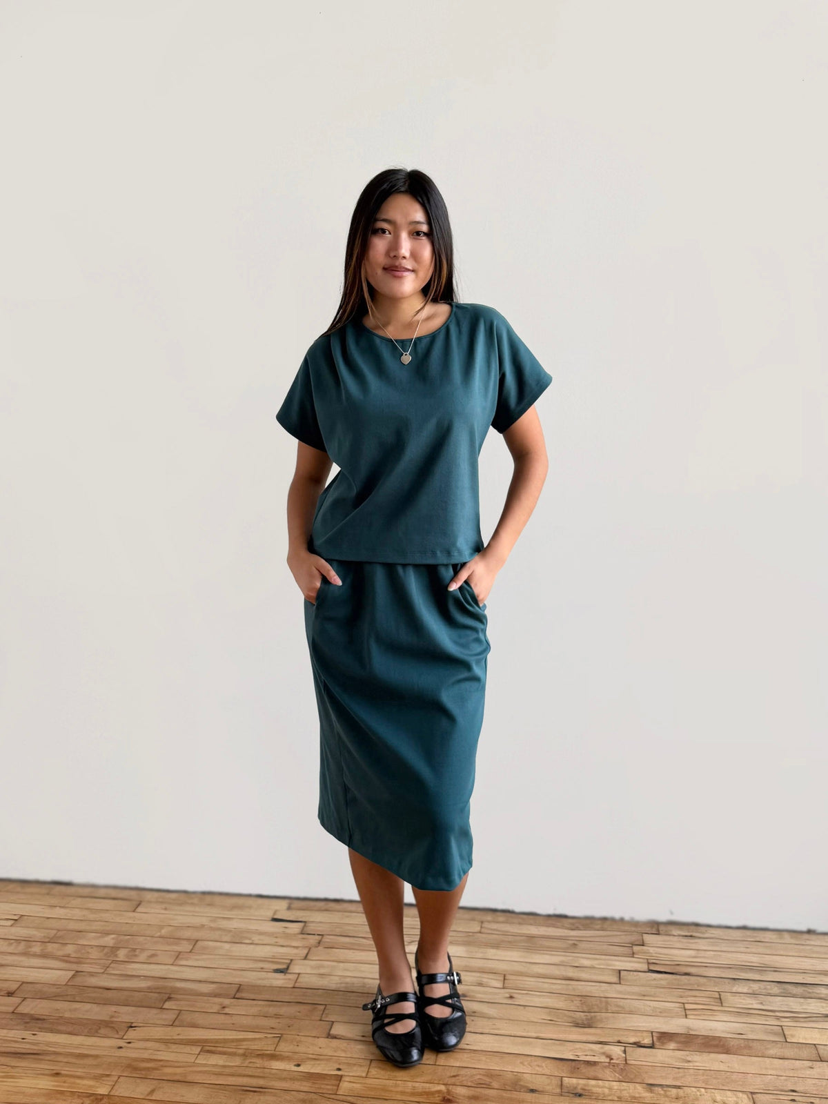 JEANINE heavy-knit top in Deep Sea