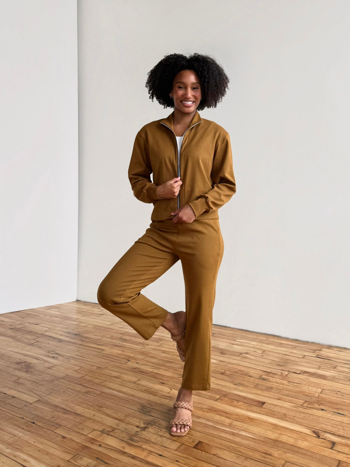 PATRICIA heavy-knit pants in Warm Sienna