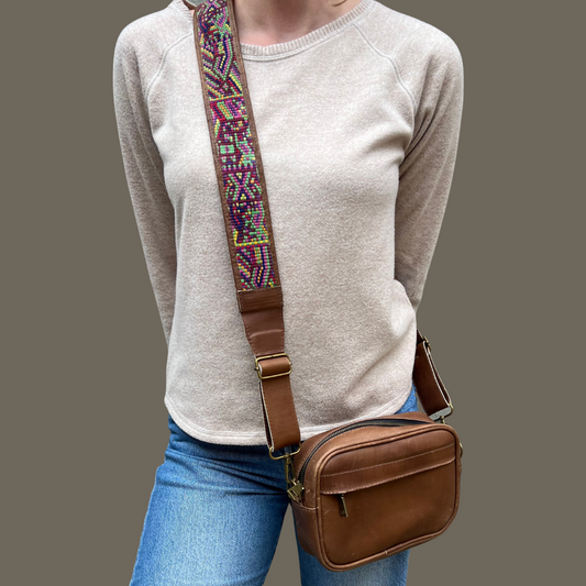 Leather Crossbody with Handwoven Strap