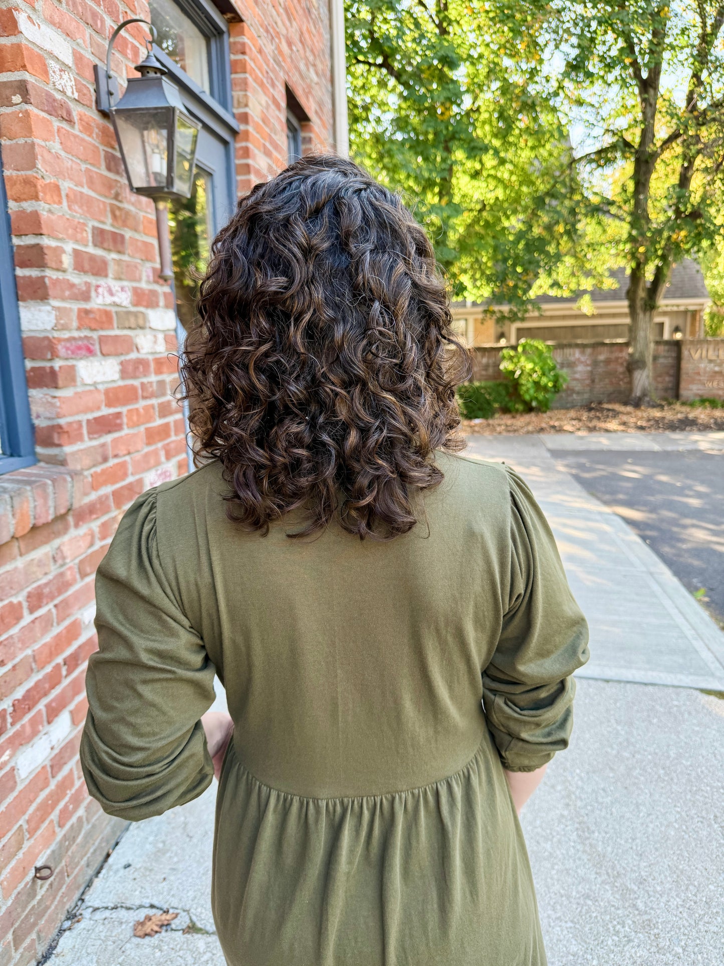 Tiered Knit Shirt Dress Olive