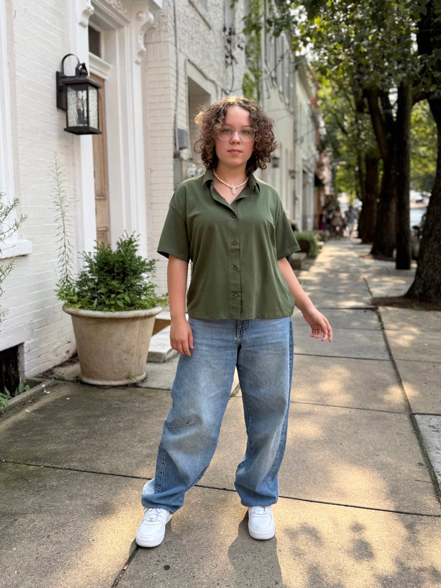 INES boxy shirt in Meadow Green