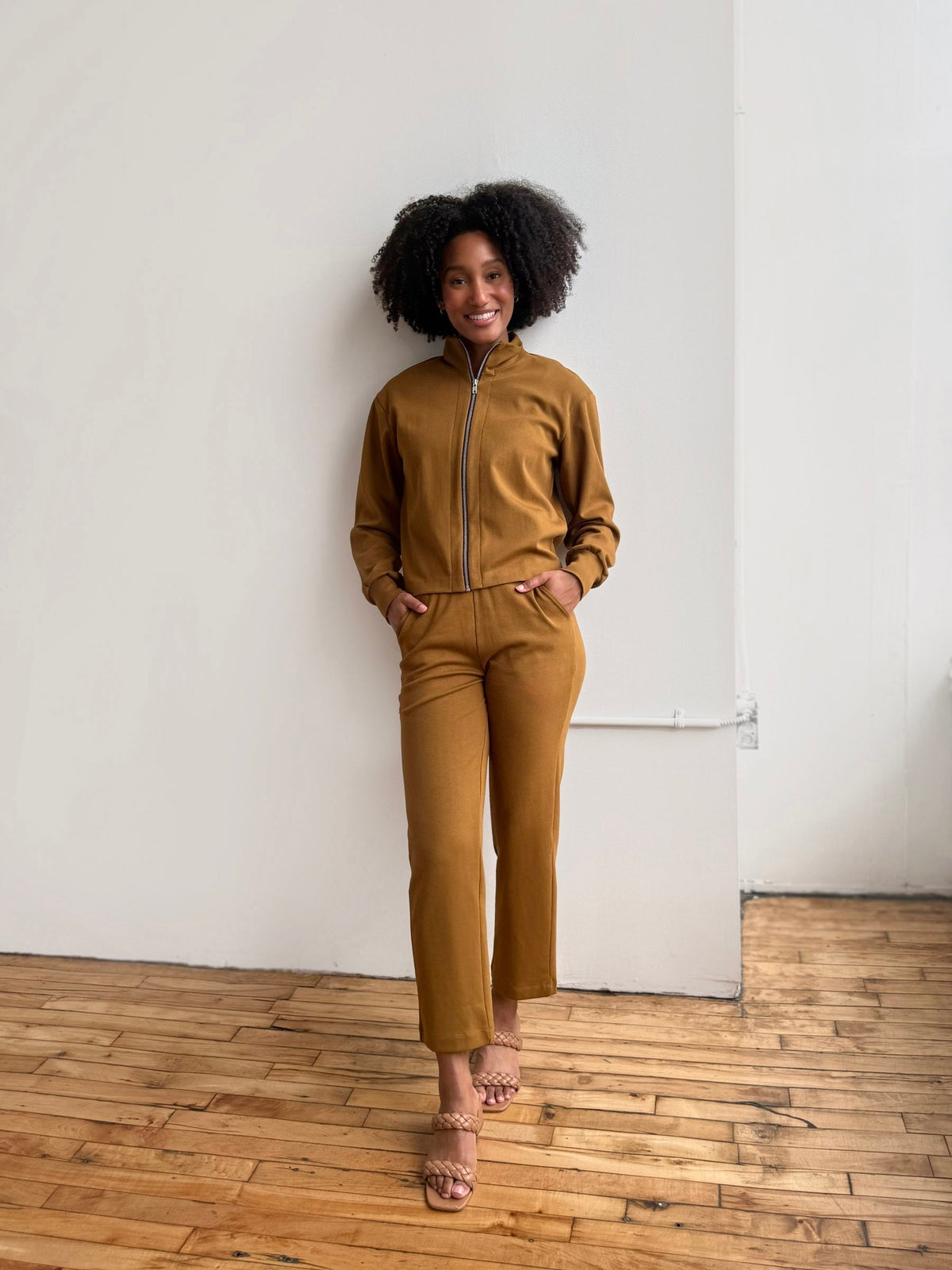 PATRICIA heavy-knit pants in Warm Sienna