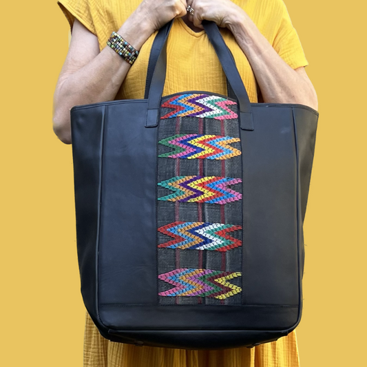 Large Tote with Huipil Accent